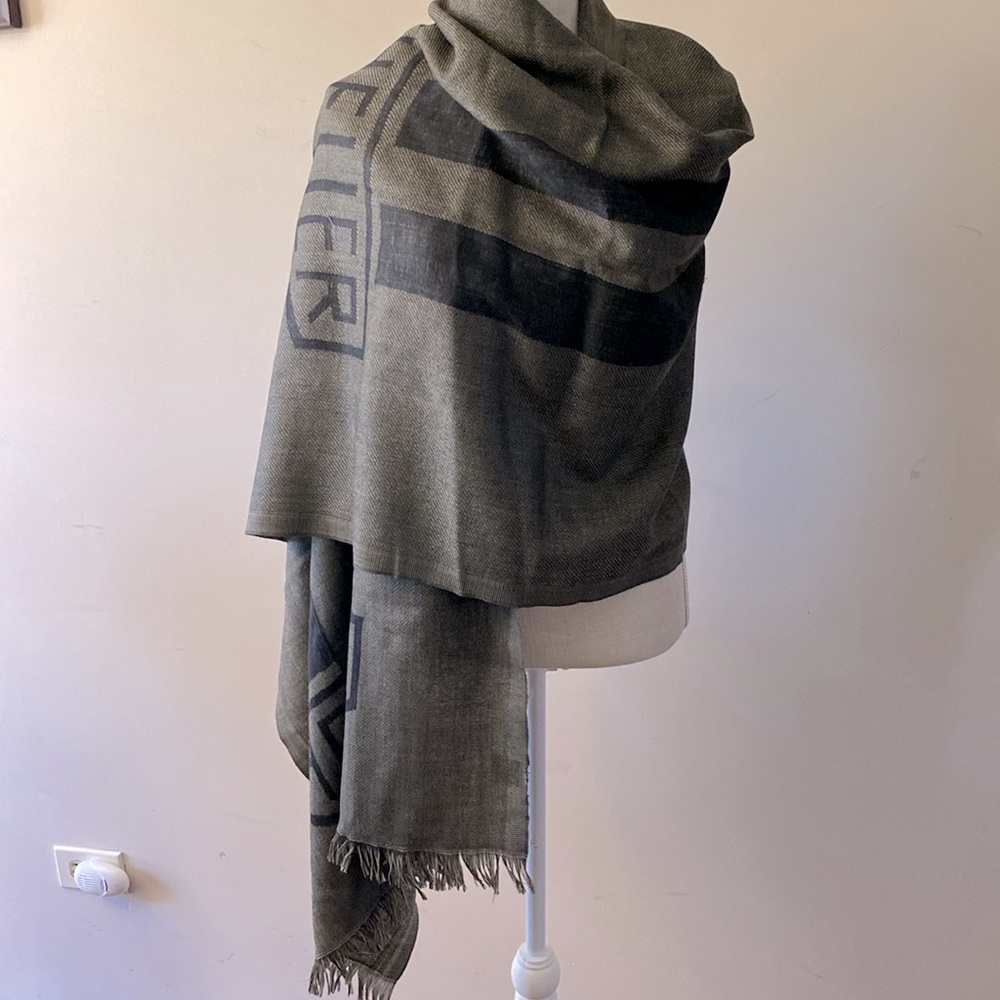 Tag Heuer wool printed Monogram scarf , wrap size 76”X 27” with tassels